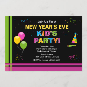 Invitación del fiesta de Noche Vieja del niño