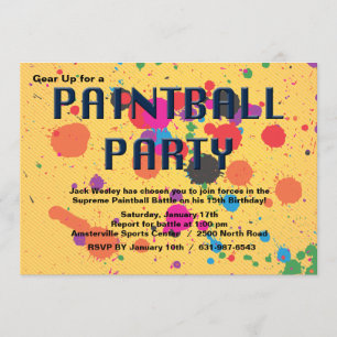 Invitación del fiesta de Paintball