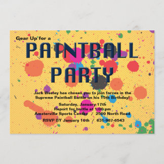 Invitación del fiesta de Paintball
