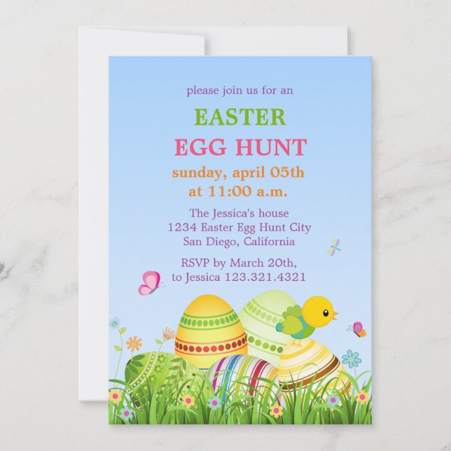 Invitación del fiesta de Pascua de los huevos de (Anverso)