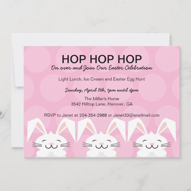 Invitación del fiesta de Pascua del conejo de (Anverso)