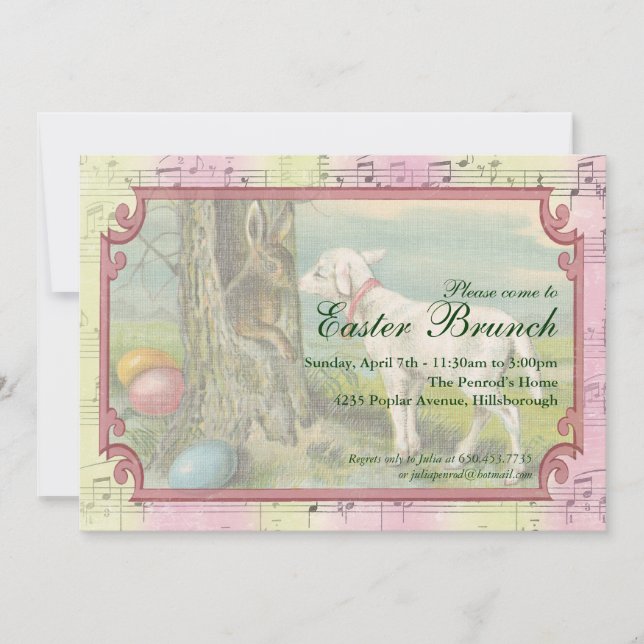 Invitación del fiesta de Pascua del vintage (Anverso)