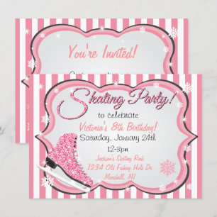 Invitación del Fiesta de Patinaje Hielo Rosa de Se