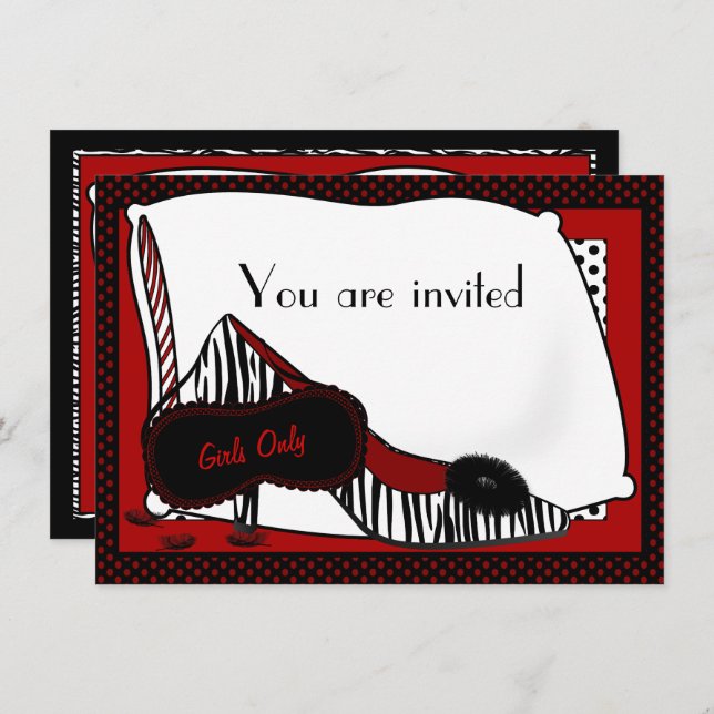 Invitación del fiesta de pijama de Bachelorette (Anverso / Reverso)