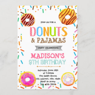 Invitación del fiesta de pijamas del buñuelo