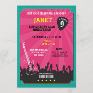 Invitación del Fiesta de Púa de guitarra de rock r