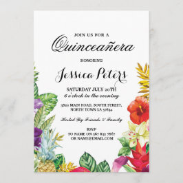 Invitación del Fiesta de Quinceañera Aloha Tropica