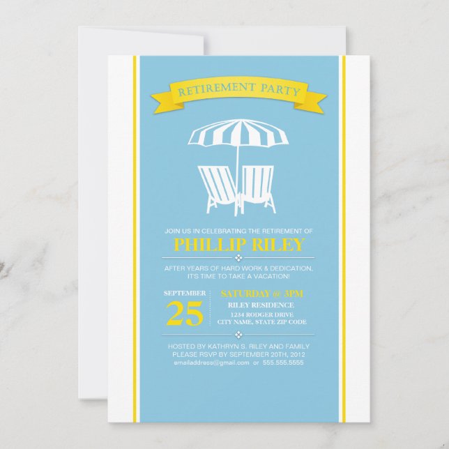 Invitación del fiesta de retiro (Anverso)