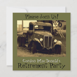 Invitación del Fiesta de retiro de camiones antigu