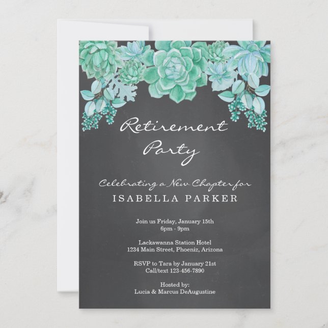 Invitación del fiesta de retiro de la pizarra de (Anverso)