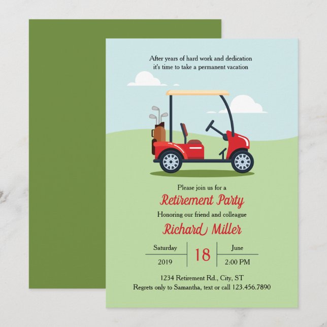 Invitación del fiesta de retiro del carro y del (Anverso / Reverso)