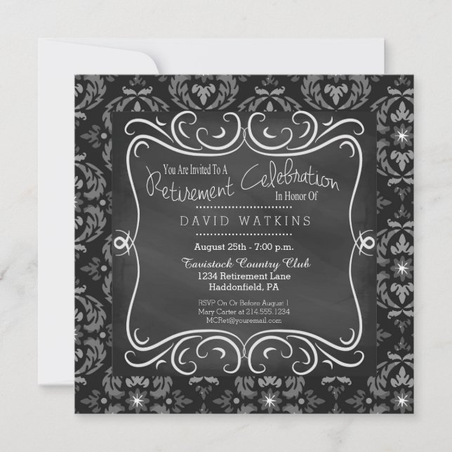 Invitación del fiesta de retiro del damasco y de (Anverso)