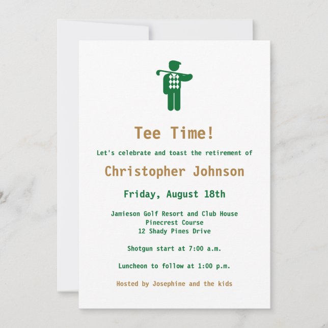 Invitación del fiesta de retiro del golf del oro (Anverso)