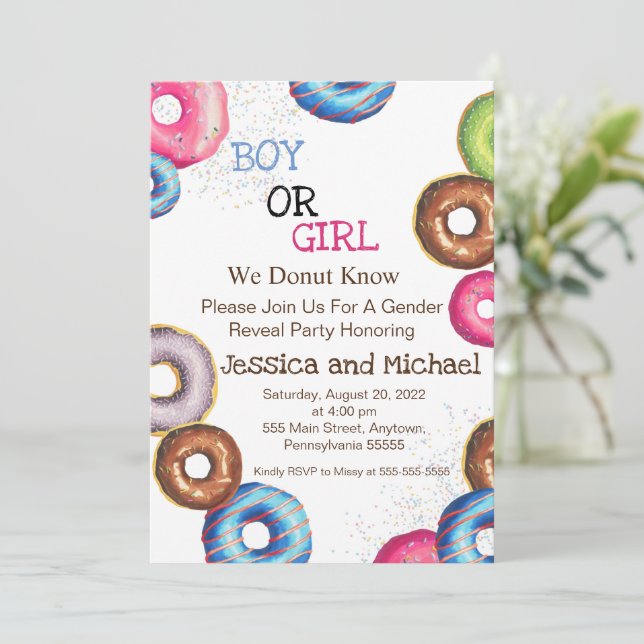 Invitación del Fiesta de revelación de sexo de niñ (Anverso de pie)