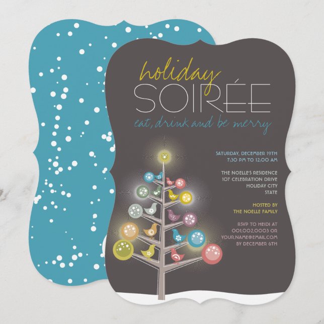 Invitación del Fiesta de Soiree de vacaciones de á (Anverso / Reverso)
