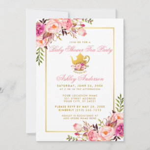 Invitación del Fiesta de té Baby Shower de color r