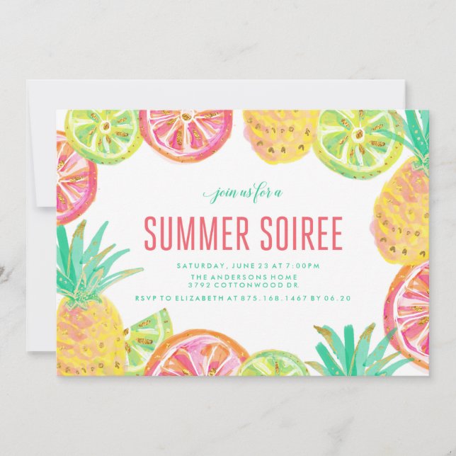 Invitación del Fiesta de verano de Luau BBQ (Anverso)