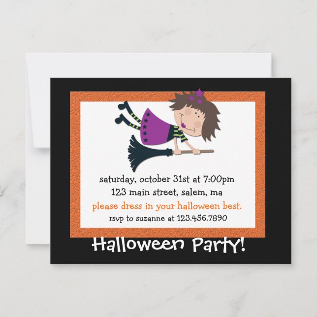 Invitación del fiesta de Witchy Halloween (Anverso)