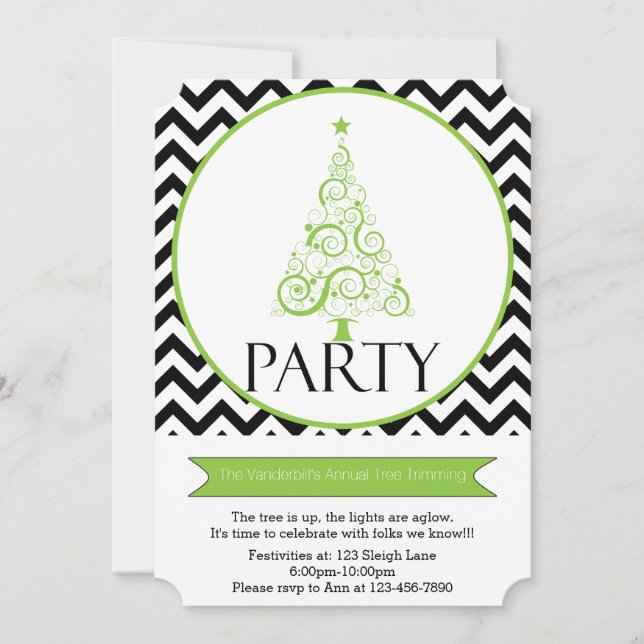 Invitación del fiesta del ajuste del árbol de (Anverso)