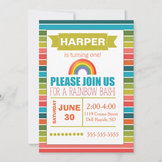 Invitación del fiesta del arco iris (Anverso)