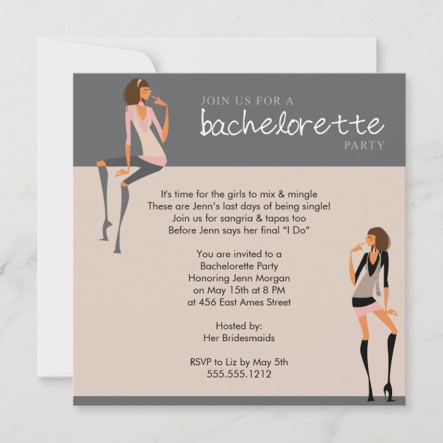 invitación del fiesta del bachelorette (Anverso)