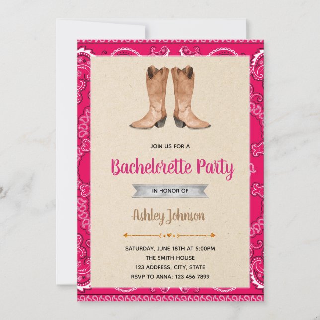 Invitación del fiesta del bachelorette de la (Anverso)