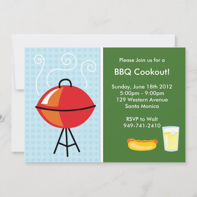 Invitación del fiesta del Bbq (Anverso)