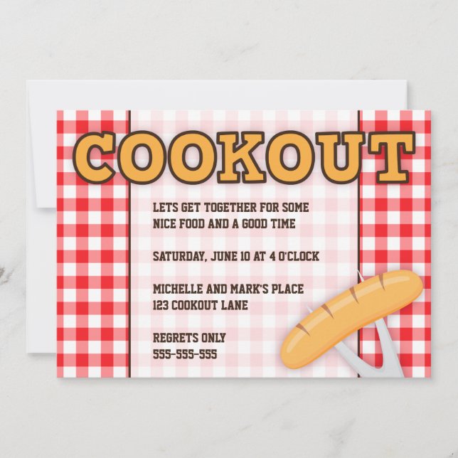Invitación del fiesta del Bbq del Cookout con el (Anverso)