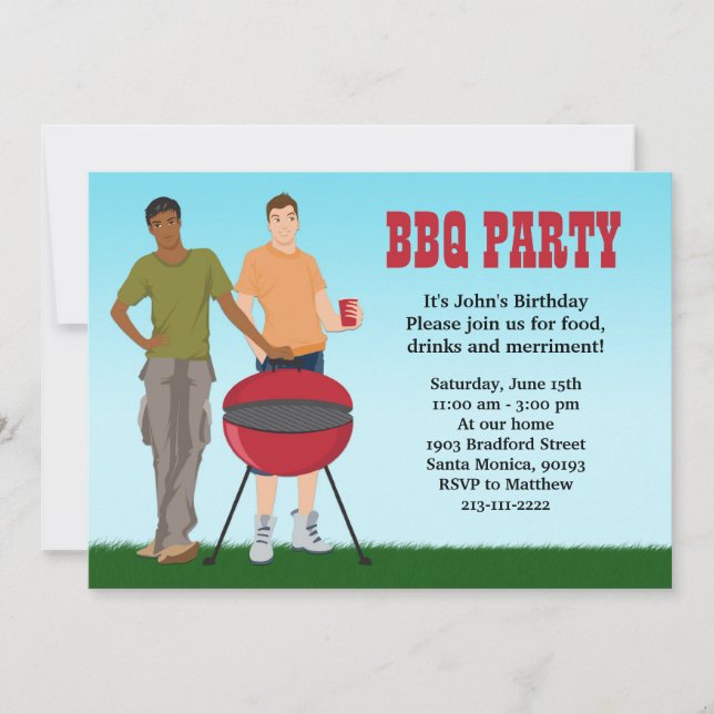 Invitación del fiesta del Bbq del gay (Anverso)