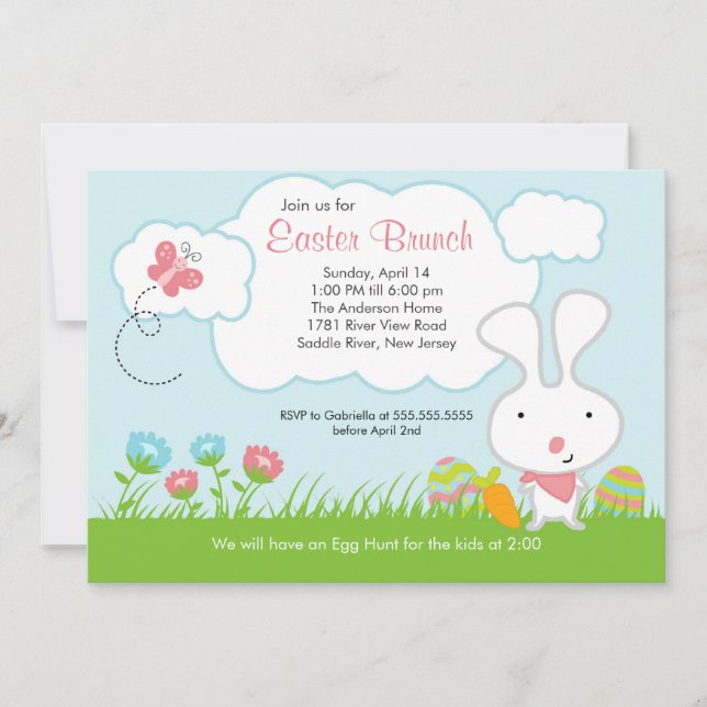 Invitación del fiesta del brunch de Pascua de la (Anverso)