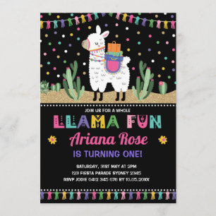 Invitación del fiesta del cactus de la alpaca del