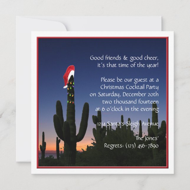 Invitación del fiesta del cactus de navidad (Anverso)