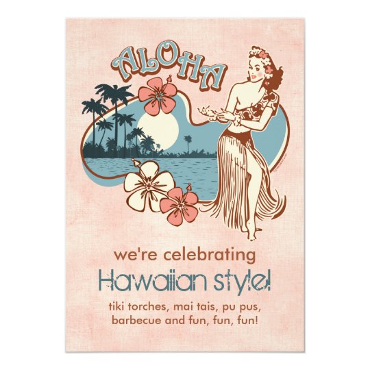 Invitación del fiesta del chica de Hula de la