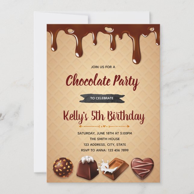 Invitación del fiesta del cielo del chocolate (Anverso)