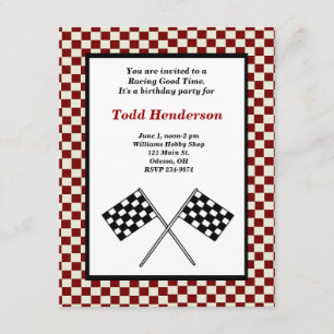 Invitación del fiesta del coche de carreras