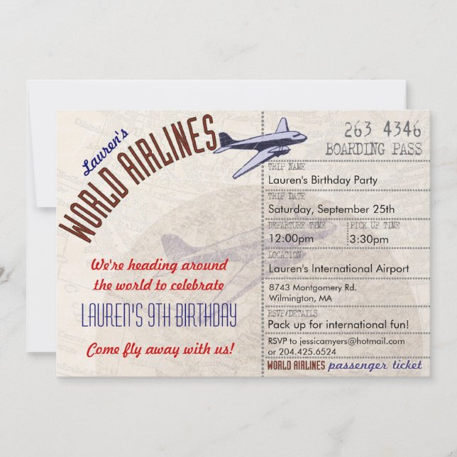 Invitación del fiesta del destino del billete de (Anverso)