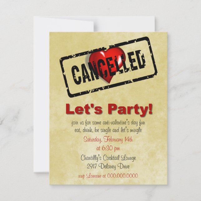 Invitación del fiesta del día de las Anti-Tarjetas (Anverso)