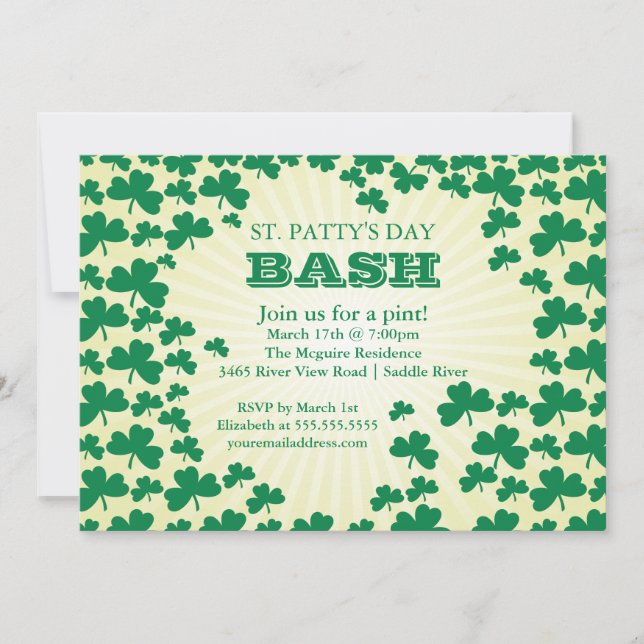 Invitación del fiesta del día de St Patrick lindo (Anverso)