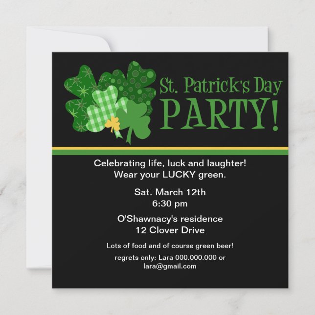 Invitación del fiesta del día del St/Patrick de (Anverso)