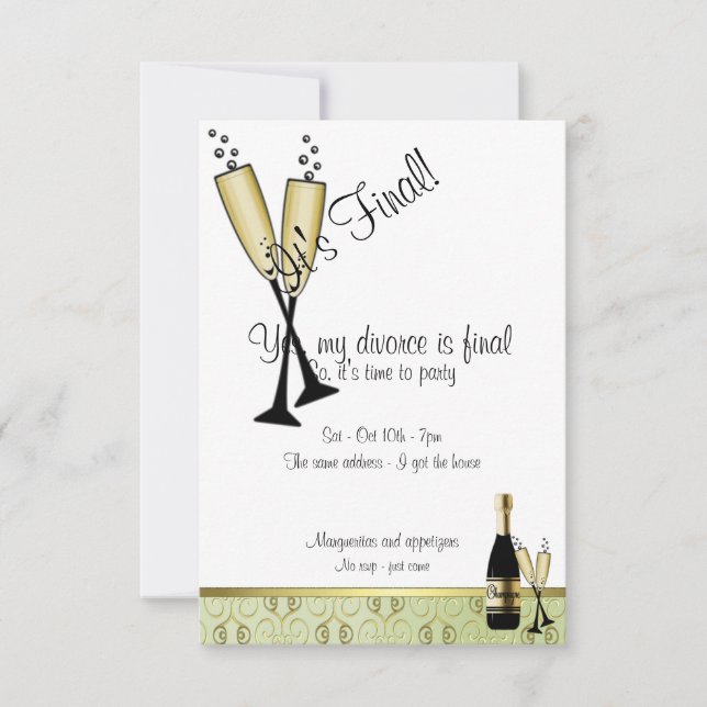 Invitación del fiesta del divorcio de Champán (Anverso)