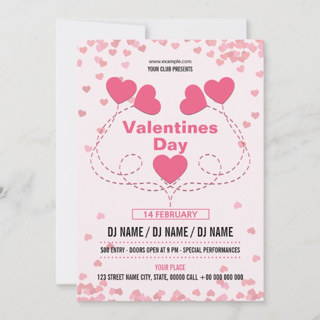 Invitación del fiesta del el día de San Valentín (Anverso)