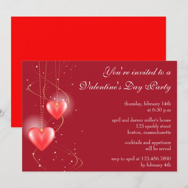 Invitación del Fiesta del El día de San Valentín r (Anverso / Reverso)
