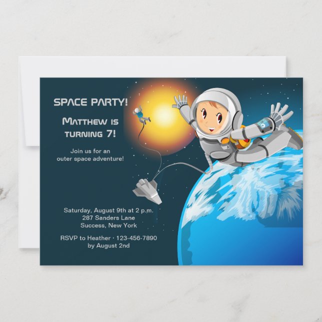 Invitación del fiesta del espacio de Astroboy (Anverso)