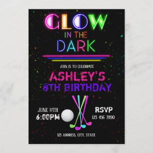 Invitación del fiesta del golf del resplandor