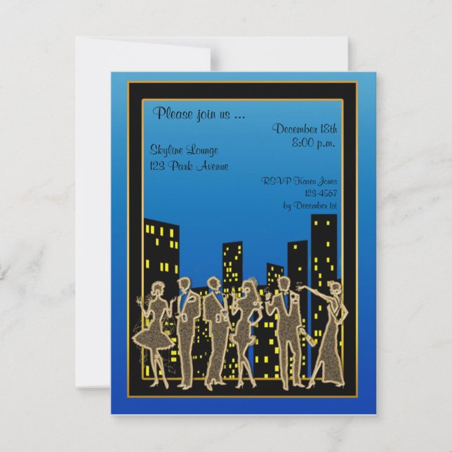 Invitación del fiesta del horizonte de la ciudad (Anverso)