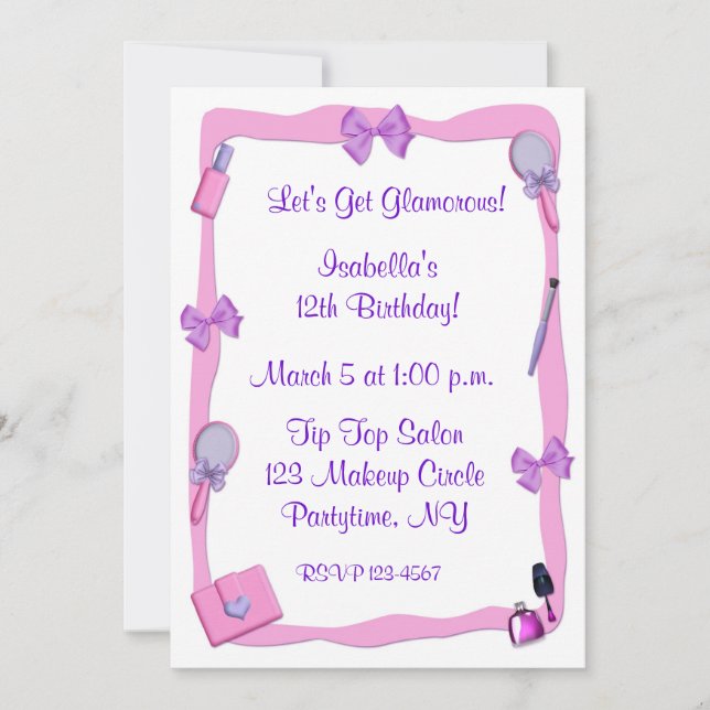 Invitación del fiesta del maquillaje (Anverso)