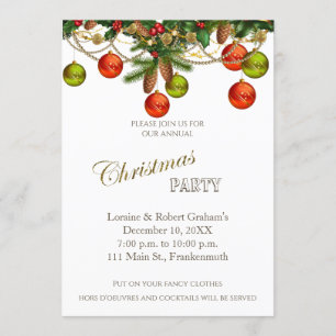 Invitación del fiesta del ornamento del navidad