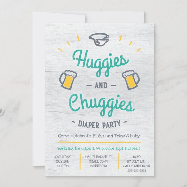 Invitación del fiesta del pañal de Huggies y de (Anverso)