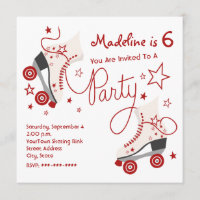 Invitación del fiesta del patín de ruedas - rojo