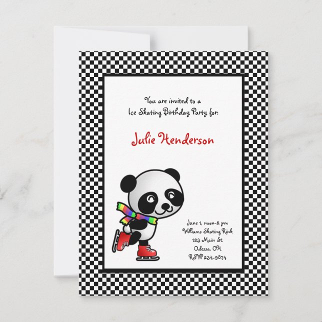 Invitación del fiesta del patinaje de hielo (Anverso)